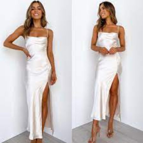 Petal & Pup Cheya Satin Midi Dress in Champagne - Size 4 NWT - Picture 3 of 6